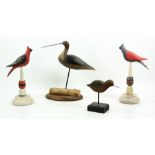 Group of Four Carved Wood Shorebirds