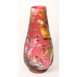 Cameo Glass Vase, Parrots Design
