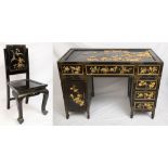 Japanese Lacquered Desk and Chair