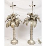 Pair of Palm Tree Tin Lamps