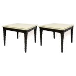 Pair of Black Leaf Decorated Tables