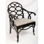 English Black Painted Armchair