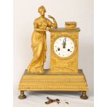 19th C. French Empire Gilt Bronze Figural Clock