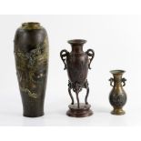 Three Japanese Bronze Vases