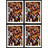 Lee, Football Players, Lot of 4 Lithographs