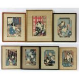 Seven Japanese Wood Block Prints