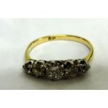 Ladies 18ct Gold 5 Stone Diamond Ring, size O