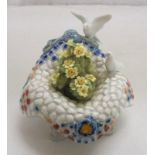 Lladro 'Garden In Barcelona' No. 01006662 with 2 doves sitting on mosaic birdbath with floral