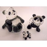 Swarovski Crystal Panda Family 905543, 181080 & 181081, all with boxes (3)