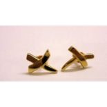 Pair 18ct Gold 'X' Earrings marked Tiffany & Co.