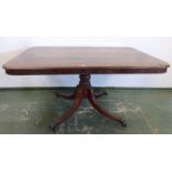 Early C19th Rectangular Snap Top Breakfast Table with rounded corners, on bold turned centre