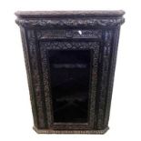 Corner Cabinet with glazed door (no glass) extensively carved details, stiles with flower head &