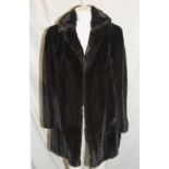 Ladies Black Faux Fur 3/4 Length Coat labelled George Smith & Sons Liberty House Regent Street