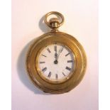 American Clock Watch Co. Waltham 18ct Gold Cased Pocket Watch, top wind, white enamelled dial with