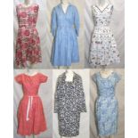 Ladies Vintage Dresses incl. County Fashion pink sleeveless dress, Horrockses blue/white leaf