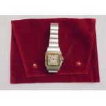Ladies Cartier Wristwatch No. 33234303CD, square dial with rounded corners, Roman numerals, blued