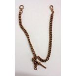 9ct Rose Gold Single Albert with T-bar & swivel