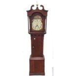 30-Hour Oak Case Painted Longcase Clock dial marked Evan Williams Tregestle, painted half dial