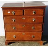 C18th Georgian Oak Chest of Drawers, 2 Short & 3 Long Graduated Drawers with later brass tassel