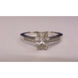 18ct White Gold Diamond Solitaire Ring set with 0.79ct diamond, diamond shoulders, size L 1/2