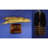 Ladies Pine Marten? Fur Collar/Shawl, 4 full pelts, Dark Fur Muff & Ladies Highland Dress Dancing