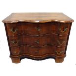 C18th Italian Serpentine Fronted Walnut Chest of Drawers, 3 Long Drawers with ebony & boxwood rope