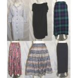 Ladies Vintage Clothing incl. Ascot Model white/blue check button through dress, Black Velvet