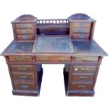 C19th Mahogany Pedestal Desk with 2 pedestals, each with nest of 3 graduated drawers with moulded