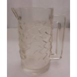 Circa 1925 Lalique Bahia Clear Glass Water Jug with scale decoration, D shaped handle, etched R.