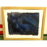 Watercolour on Paper by Nimi Furtado dated '94 'Black Nude on Blue'