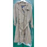 Gents Vintage Burberry Mac, cream with burberry check lining, approx. size Large