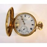 Gents 18ct Benson Half Hunter Pocket Watch, top wind, full working condition, in original box