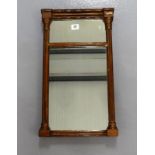 Small Georgian Gilt Pier Mirror, rectangular plate with smaller plate over, reeded fluted columns