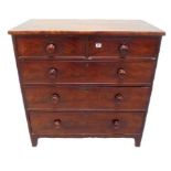 Straight Fronted Georgian Mahogany Chest of 2 short & 3 long graduated cock beaded drawers on