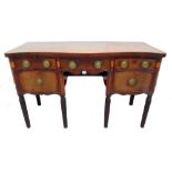 Georgian Serpentine Fronted Mahogany Sideboard on unusual bead mounted 5 faced legs, crown cut