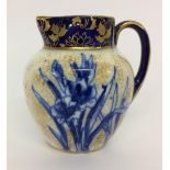 Rare Miniature Royal Doulton Blue Iris Jug Circa 1905 with green stamp to base