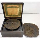 C19th Brevet SGDG Symphonium Metal Disc Player with 5 3/4" discs, in simulated rosewood case, with