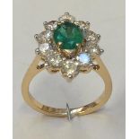 Emerald & Diamond Cocktail Ring set 18ct. Gold, 1.91 carat diamonds VS colourless stones
