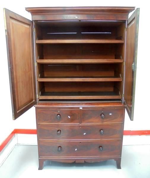 Early C19th Mahogany Linen Press, lower section with 2 long & 2 short drawers, on splayed bracket - Image 2 of 2