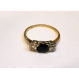 Ladies 18ct Gold Sapphire & Diamond Ring, size M