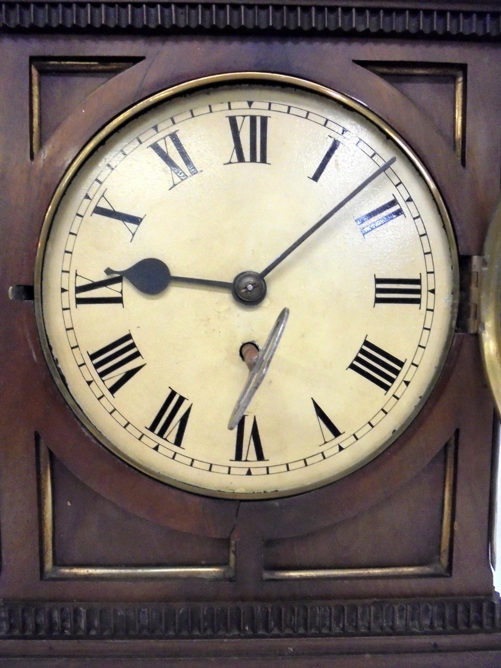 Regency Single Fusee Mahogany Bracket Clock with painted dial, Roman numerals, blued hands, on - Image 3 of 3