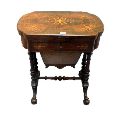 C19th Walnut Games & Worktable with marquetry inlay, boxwood strung, swivel top set with chess, crib - Image 2 of 2