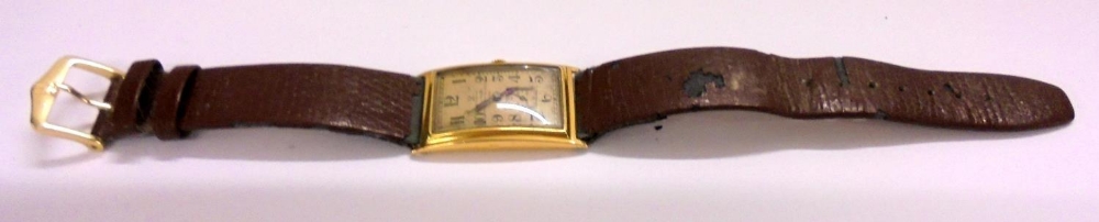 Gents 18ct Gold Omega Tank Shaped Wristwatch, silvered dial with black Arab numerals, secondary - Image 4 of 4