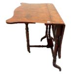 Mid C19th Victorian Walnut Sutherland Table with serpentine shaped leaves, on 4 turned supports with