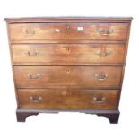 Georgian Mahogany Chest of Drawers, 4 Long Graduated cock beaded drawers with Swan Neck handles on