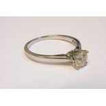 18ct White Gold Diamond Solitaire Ring, brilliant cut diamond .5ct, size N