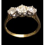 Ladies 18ct Yellow Gold 3 Stone Trilogy Diamond Ring, set approx. 1/2ct centre stone & pair 1/3rd ct