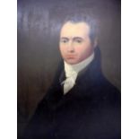 Early C19th Oil on Board Portrait marked to reverse 'Painted By James Mc Gibbon of Campsie