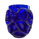 Lalique Tourbillons Dark Blue Vase in original box