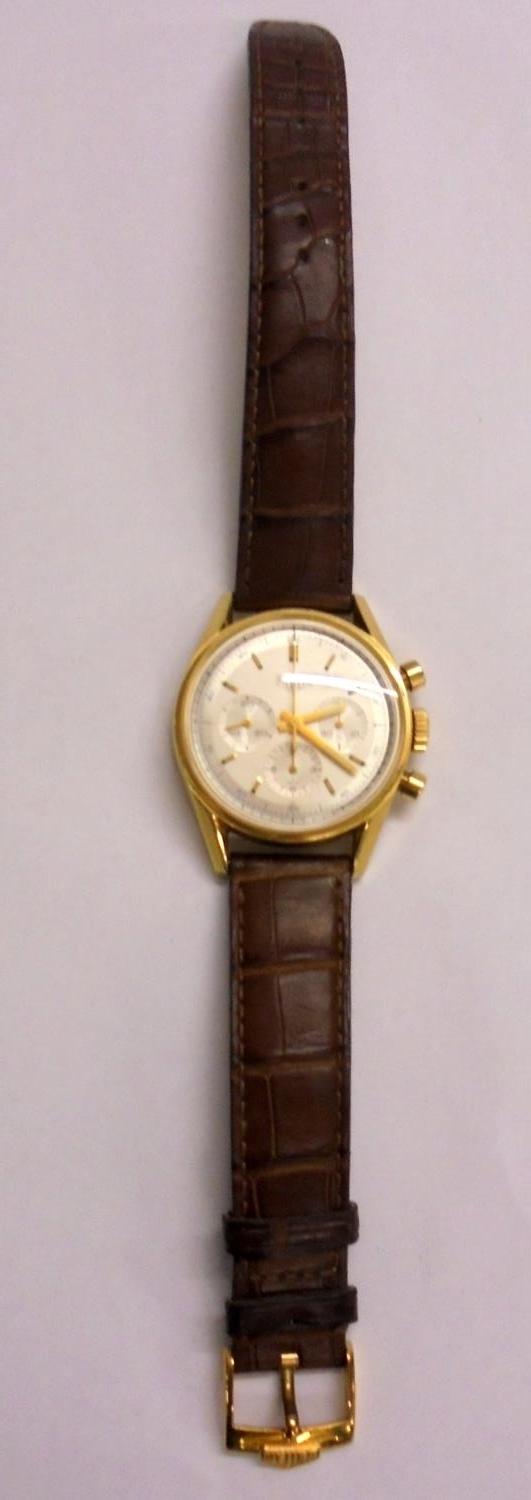 18ct Gold Tag Heuer 1964 Carrera Re-edition 1997 Wristwatch, serial no. CS3140, No. 0608, on - Image 2 of 3